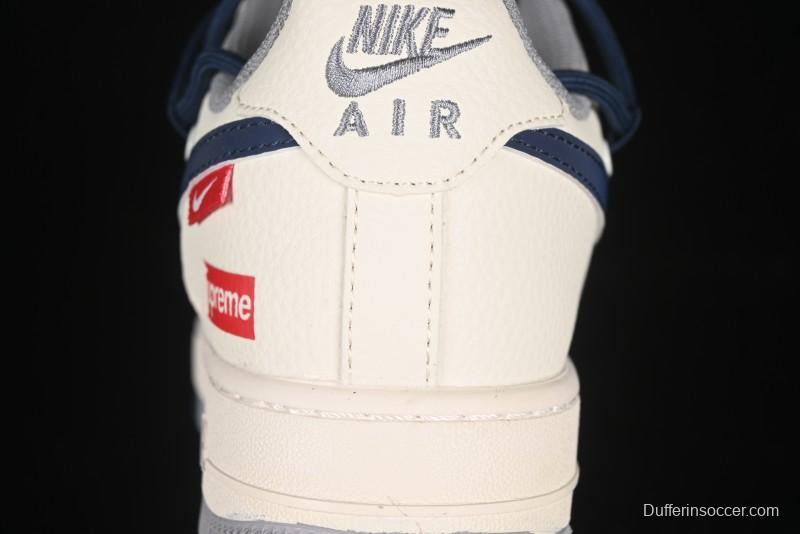 Nike Air Force 1 '07 Low Supreme Collaboration Two-Tone Blue Grey Lace-Up Casual Sneakers - DM6868-068