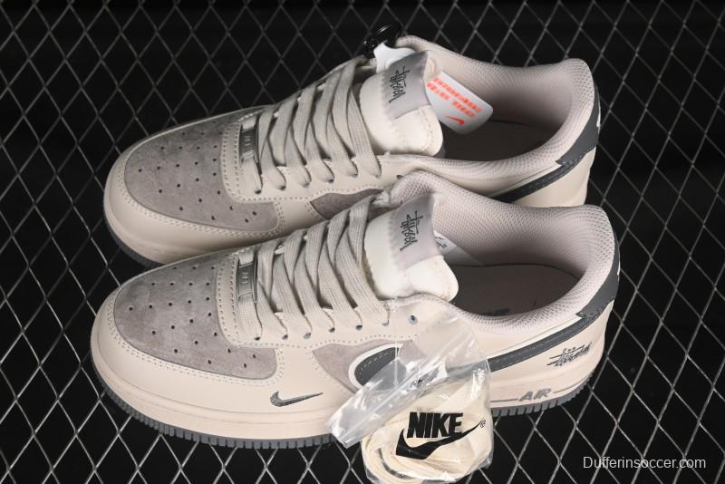 Nike Air Force 1 '07 Low Stussy Collaboration Pig Grey Swoosh Grey Sole Casual Sneakers - XX3168-126