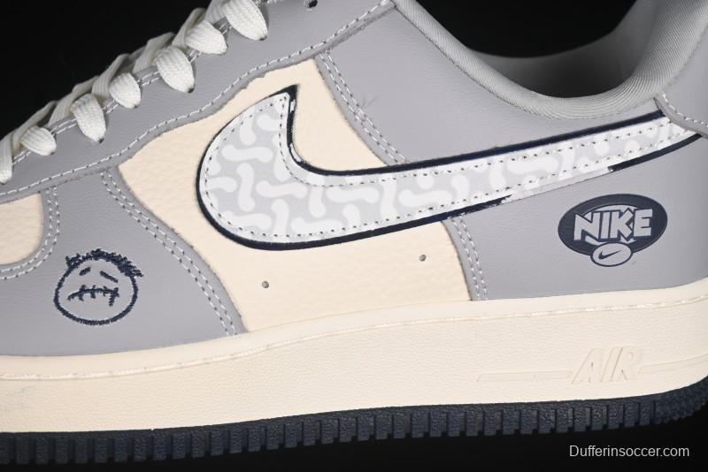 Nike Air Force 1 '07 Low Kaws Collaboration Beige Grey Casual Sneakers - KK1988-077