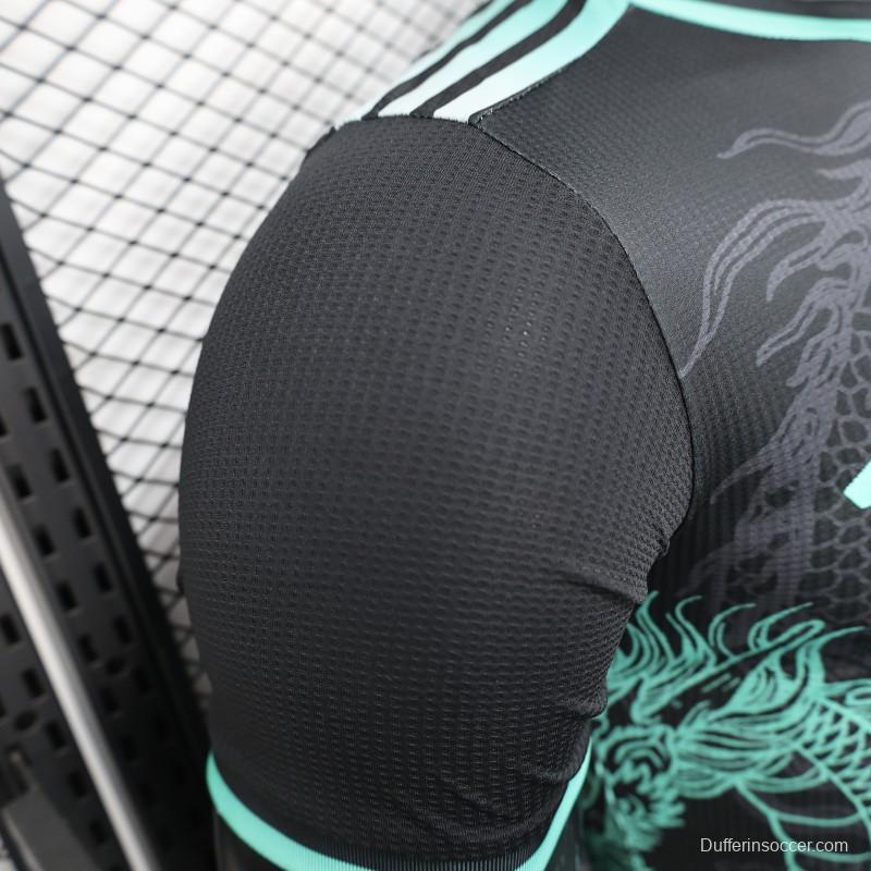 Player Version 2025 Algeria Black with Mint Green Dragon Pattern Jersey