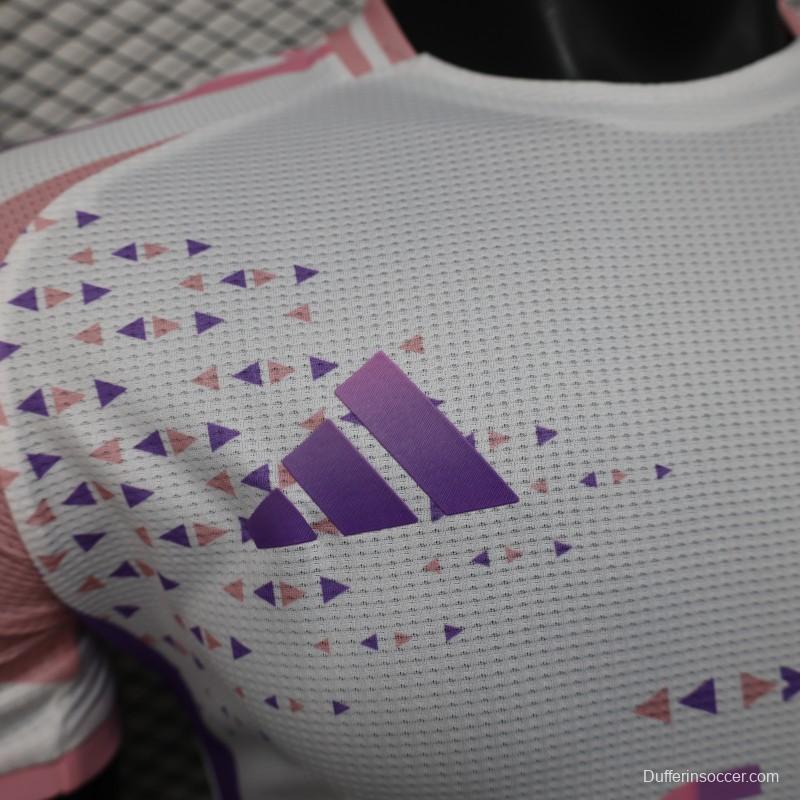 Player Version 2025 Algeria White-Pink with Geometric Pattern Jersey