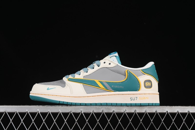 Nike Travis Scott x Fragment Design x Air Jordan 1 Low OG SP AJ1 Collaboration Sneakers in Gulf Blue - XX3168-163