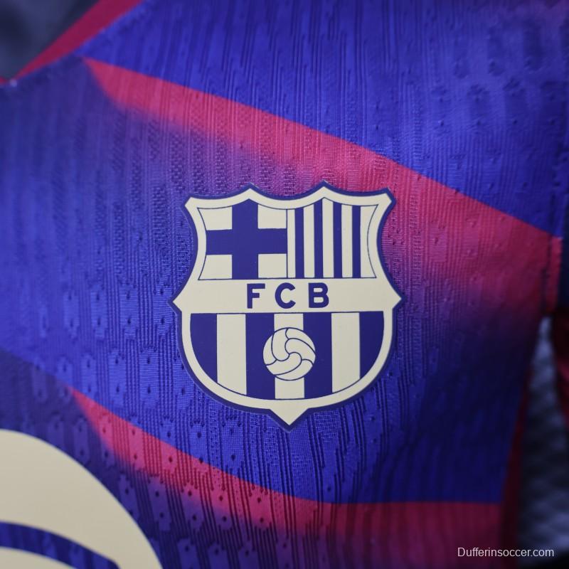 Player Version 25/26 FC Barcelona Blue with Red Diagonal Stripes Jersey