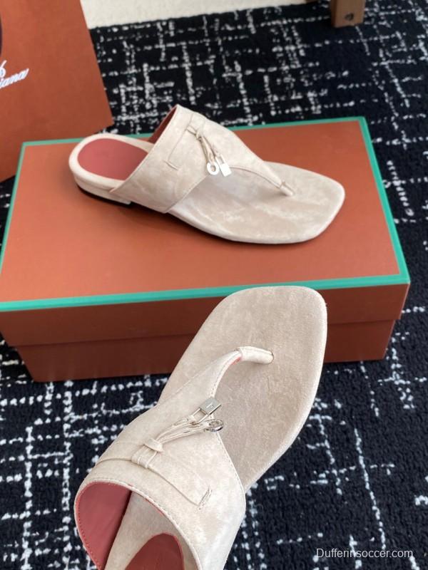 2025 Women Le Parmentier Beige Suede Slippers KFY00280