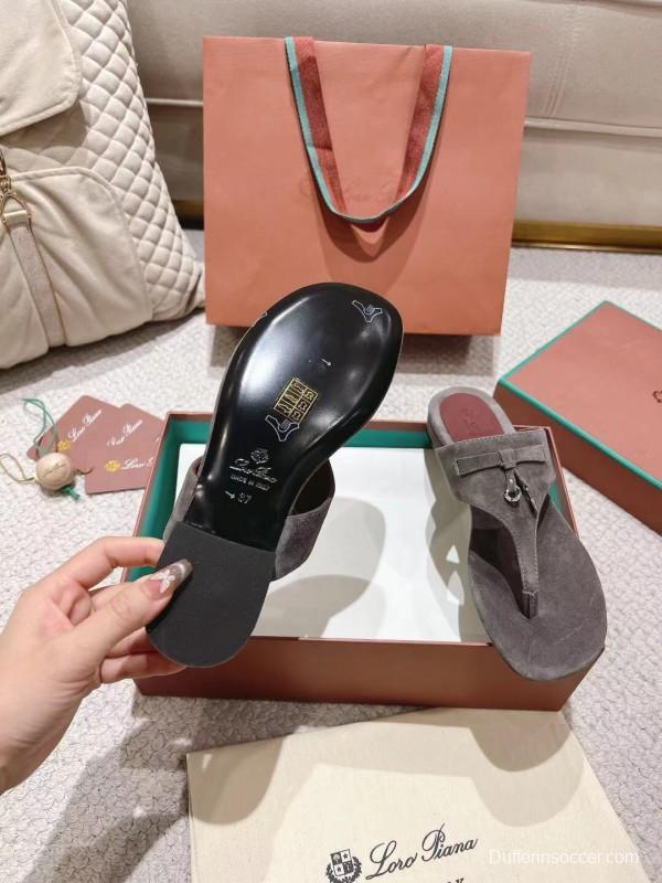 2025 LP Grey Suede Slippers LY00300