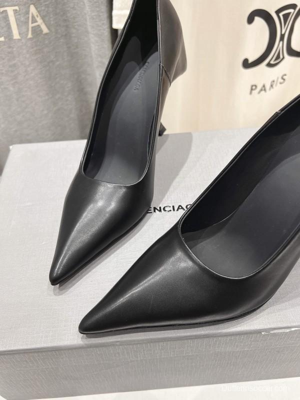 2025 Women Balenciaga Black Leather High Heels