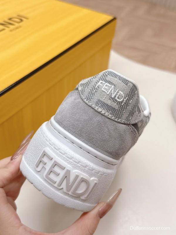 2025 Women Fendi Grey Suede Mesh Sneakers LY00340