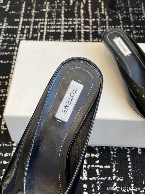 2025 Women Toteme Black Patent Leather Mule