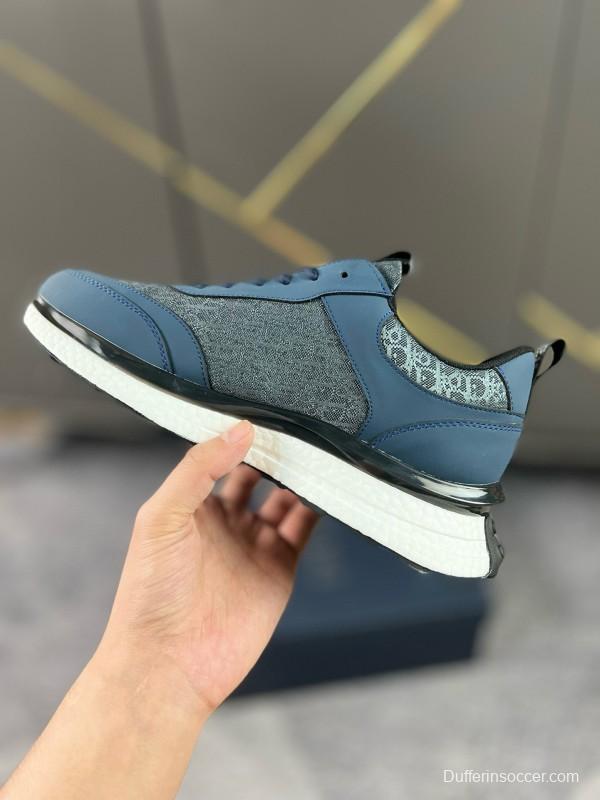 2024 Unisex Dior Blue Grey Leather Fabric Casual Shoes MJ00270