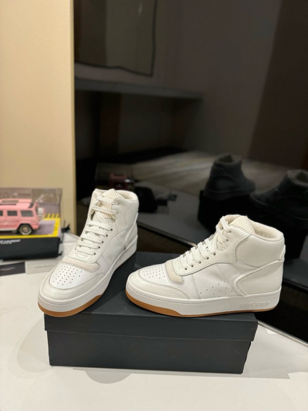 2024 Men Yves Saint Laurent white leather high top sneakers MJ00390