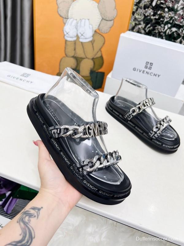 2025 Women Givenchy Black Transparent PVC Chain Sandals LY00250