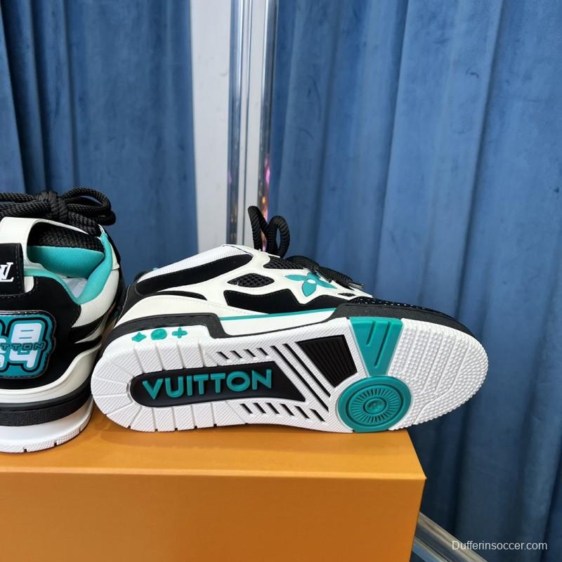 2025 Unisex Louis Vuitton White Black Blue Leather Trainer