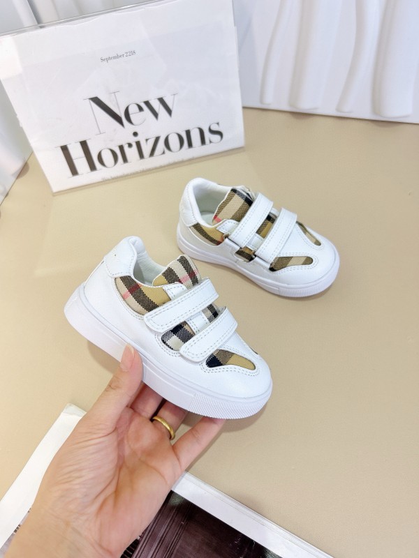 2024 Kids B White Black Canvas Leather Shoes