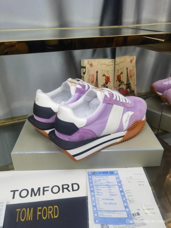 2025 Unisex TOM FORD Purple White Suede Leather Sneakers LY00360(F)/LY00370(M)