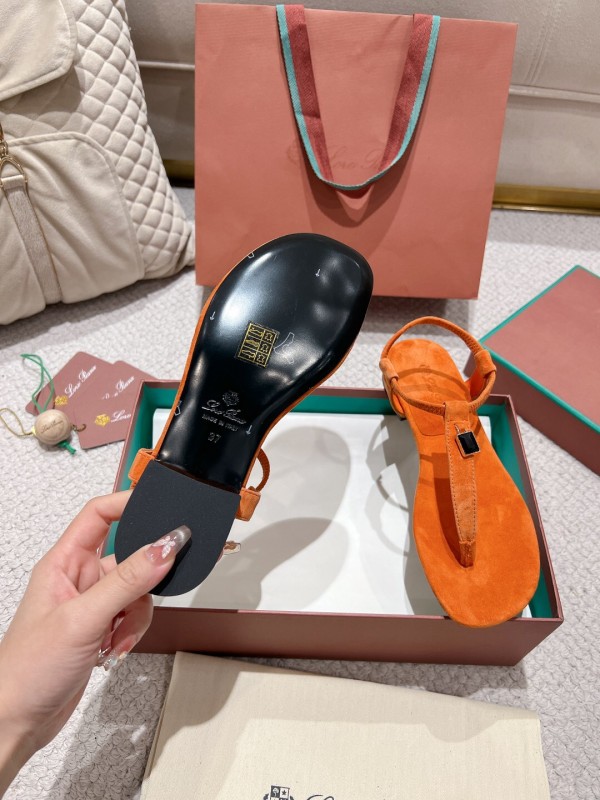 2025 Slippers Loro Piana Orange Suede Slippers LY00300