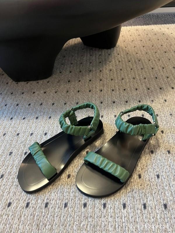 2025 Women The Row Green Leather Sandals