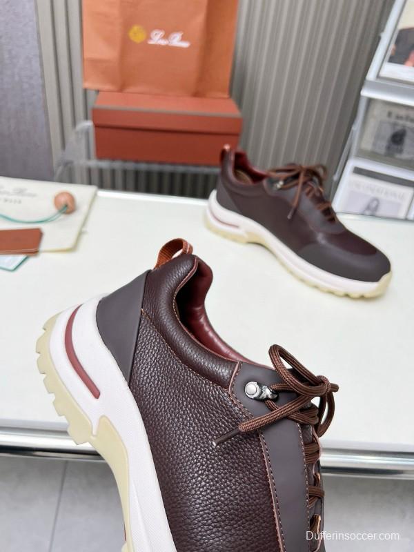 2024 Men Le Parmentier Brown Leather Mesh Sneakers MJ00350