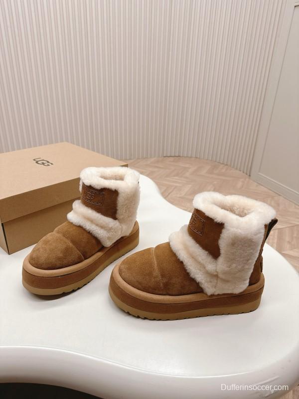 2024 Women UGG Chestnut Suede Sheepskin Snow Boots MJ00320