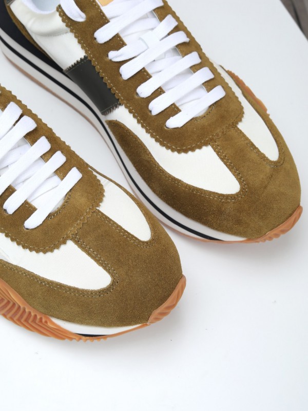 2025 Unisex TOM FORD White Black Brown Leather Suede Sneakers LY00360(LY00370)