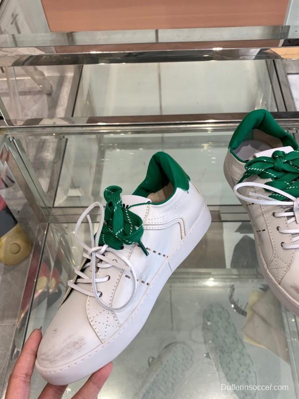 2025 Women Miu Miu White Green Leather Sneakers LY00290