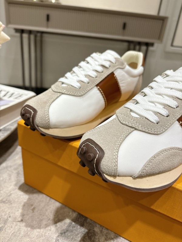2025 Women TOD'S White Brown Beige Leather Suede Sneakers
