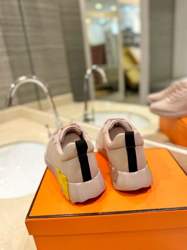 2024 Women Hermès Pink Leather Sneakers