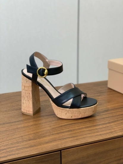 2025 Women Gianvito Rossi Black Leather Sandal