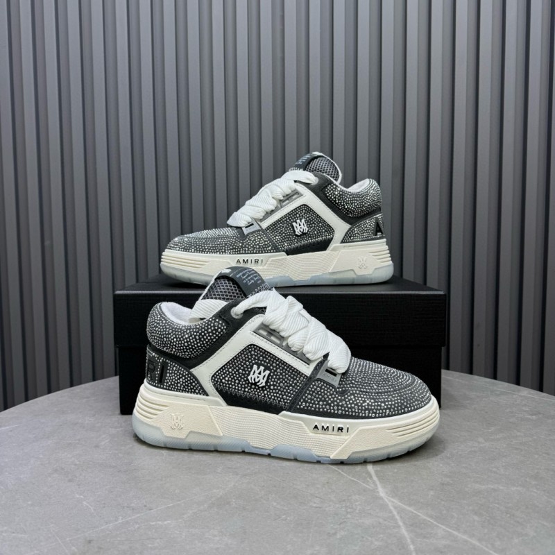 2024 Unisex Amiri Black White Leather Suede Sneaker MJ00410