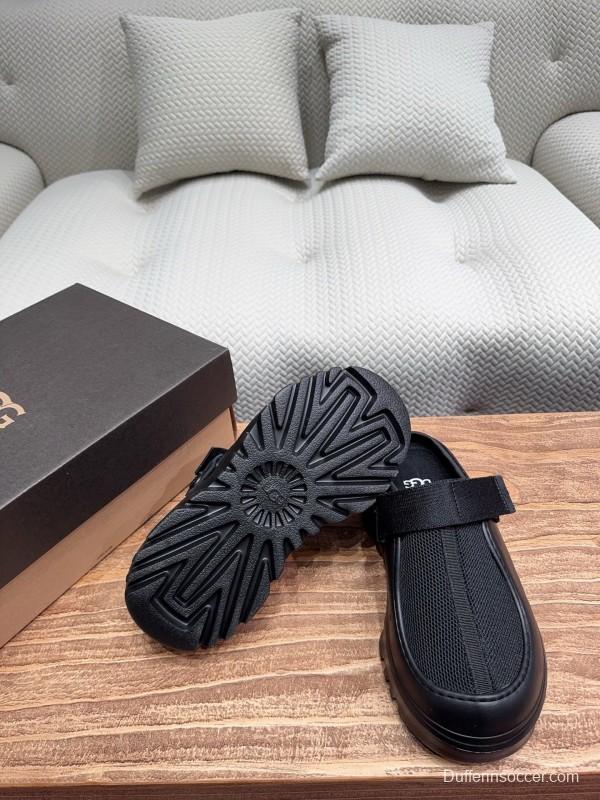 2025 Unisex UGG Black Textile Rubber Slippers Strap KFY00220(F)/KFY00230(M)