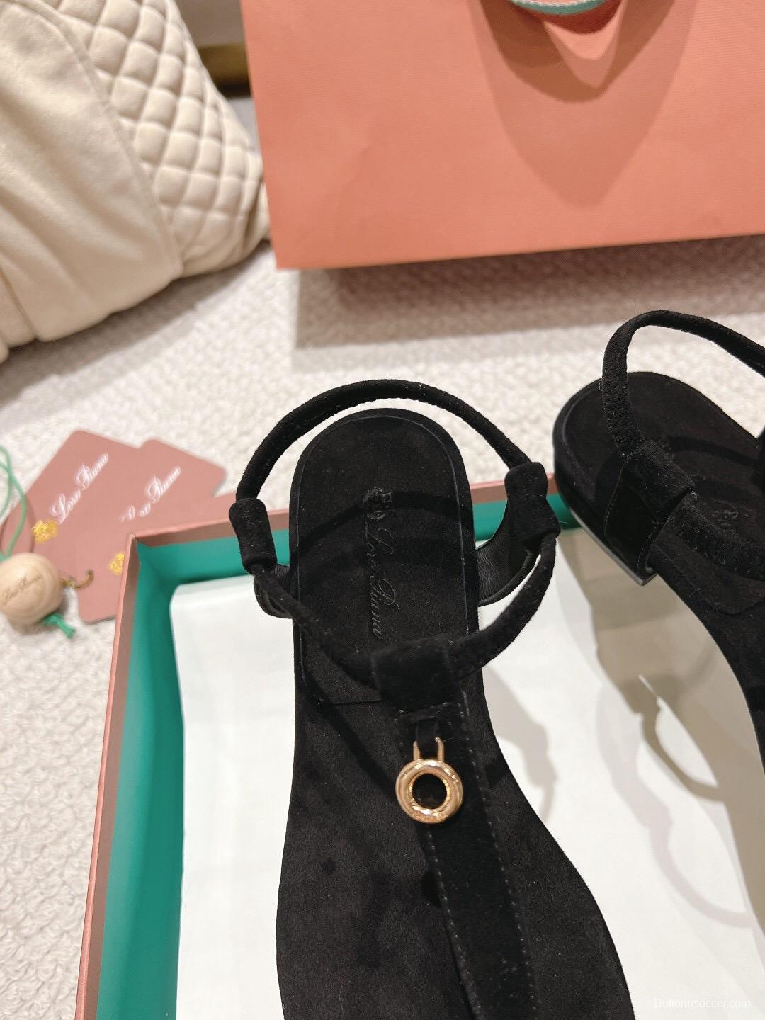 2025 Women LP Black Suede Sandals LY00000