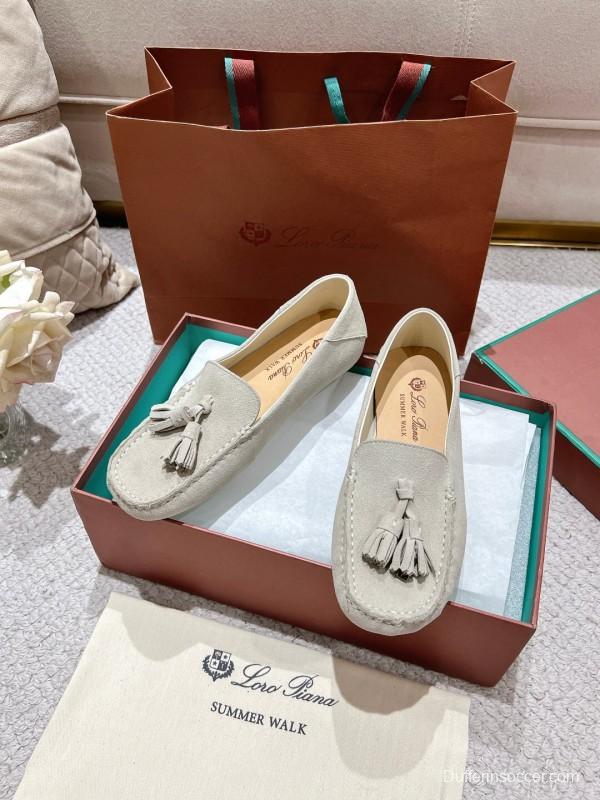 2025 Women Le Parmentier Beige Suede Loafers Tassel LY00291