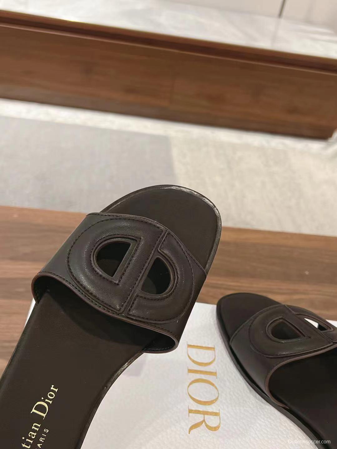 2025 Slippers Dior Black Leather Slippers LY00260