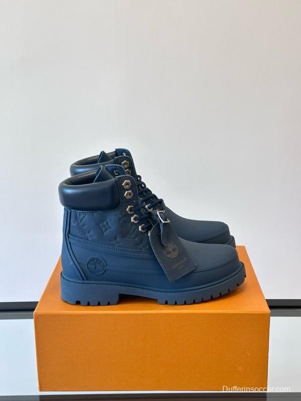 2024 Men Louis Vuitton Blue Leather Ankle Boots MJ00390
