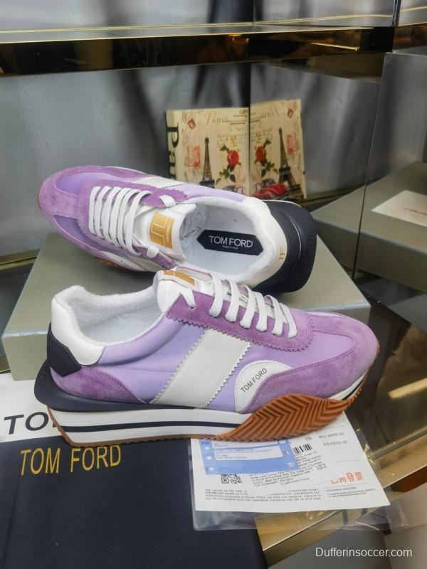 2025 Unisex TOM FORD Purple White Suede Leather Sneakers LY00360(F)/LY00370(M)