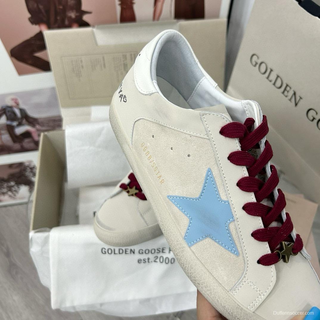 2025 Women GGDB Blue White Leather Sneakers MJ00260