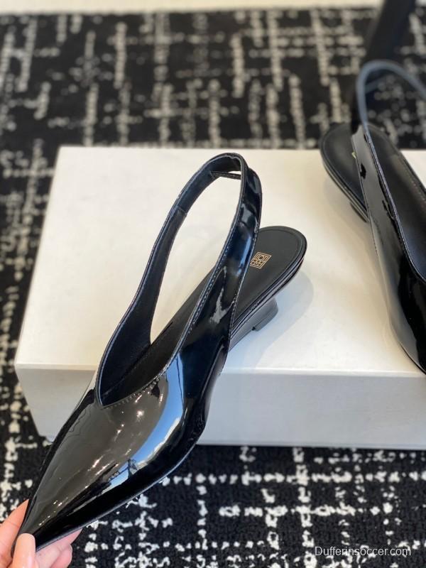 2025 Women Toteme Black Patent Leather Slingback Pumps