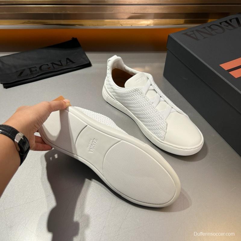 2024 Men Ermenegildo Zegna White Leather PELLETESSUTA Sneakers MJ00280