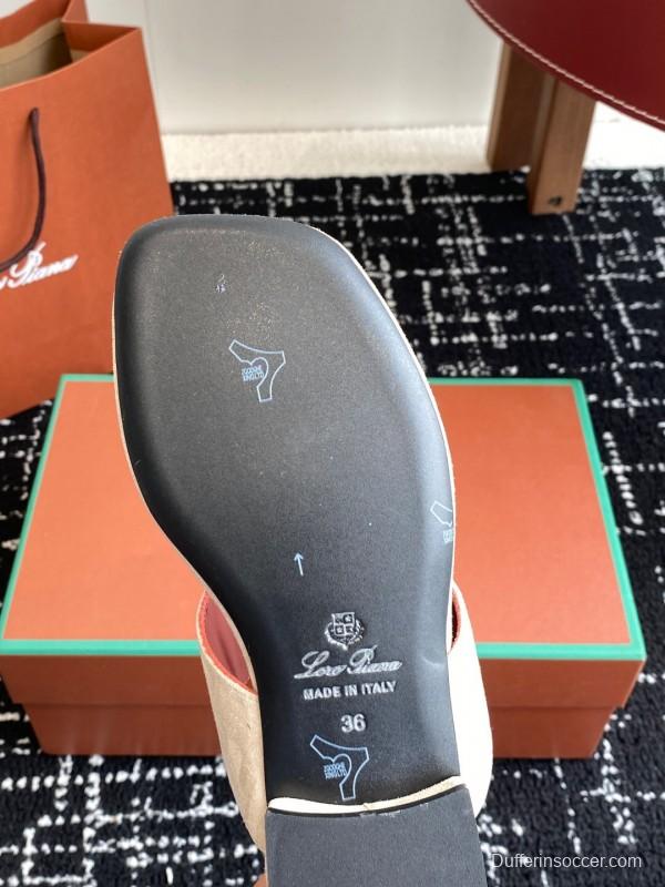 2025 Women Le Parmentier Beige Suede Slippers KFY00280