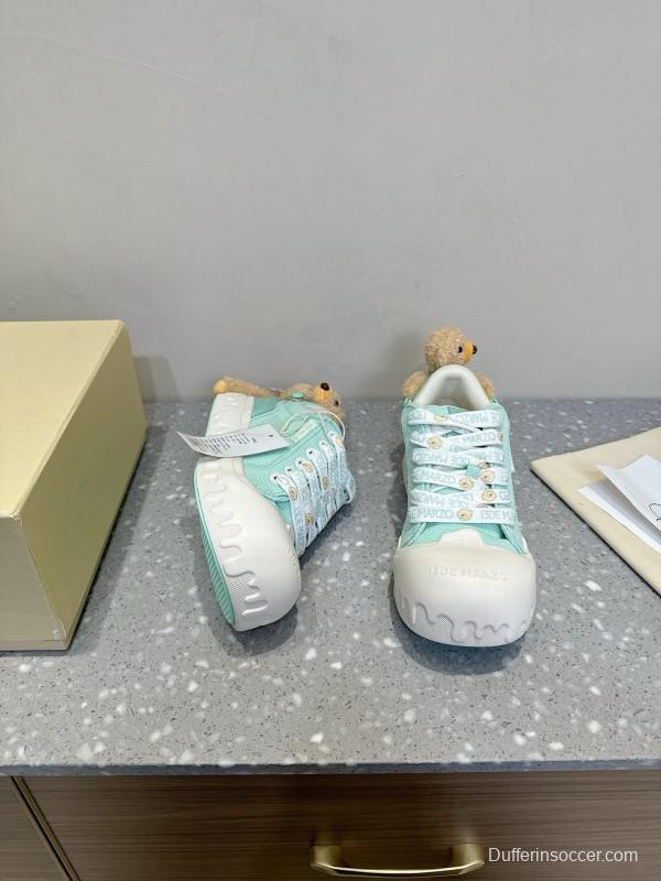 2025 Women 13DE MARZO Light Blue White Canvas Leather Casual Shoe KFY00280