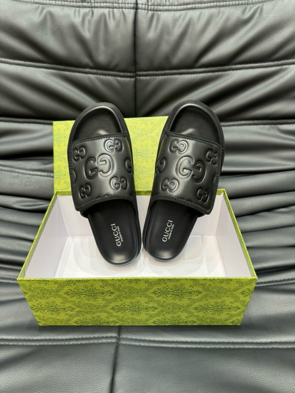 2024 GUCCI Black Leather Slippers MJ00200