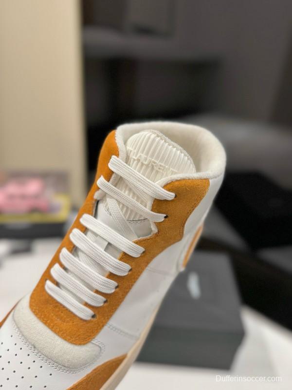 2024 Unisex Yves Saint Laurent White Orange Leather Sneakers MJ00390