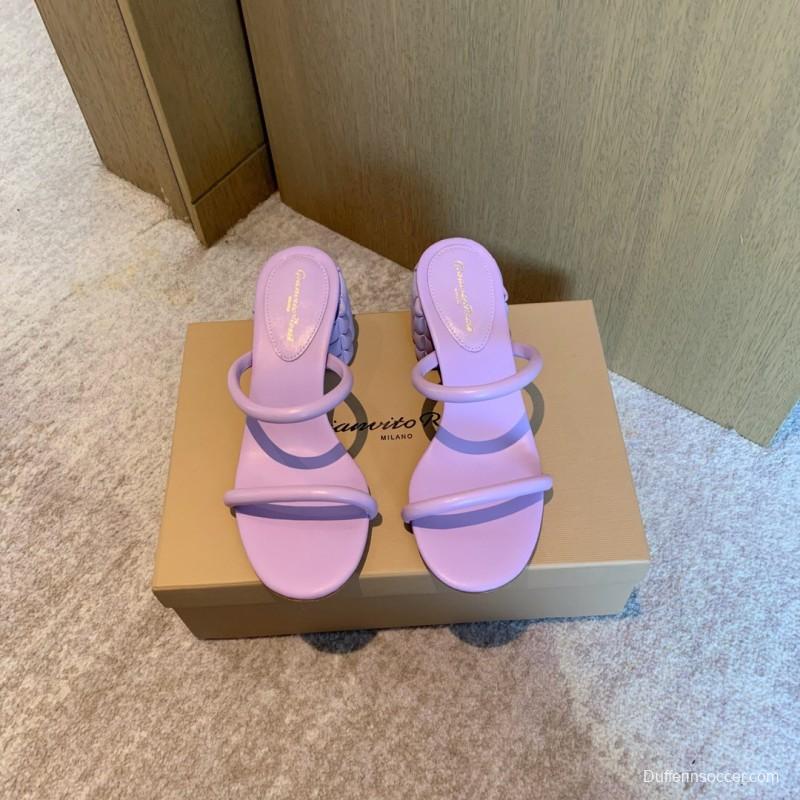 2025 Women Gianvito Rossi Purple Leather Slippers