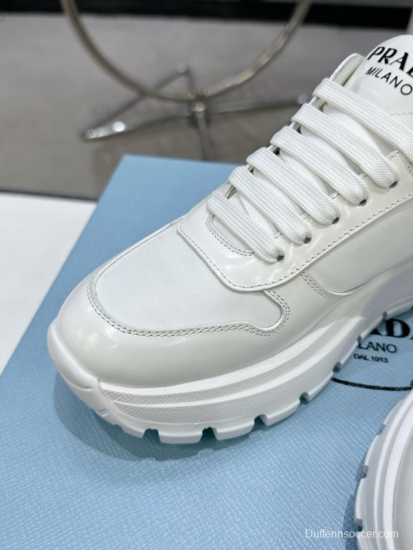 2025 Unisex Prada White Leather Sneakers KFY00310