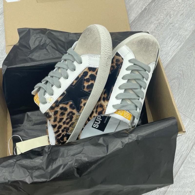 2025 GGDB White Black Leopard Print Suede Leather Slip-On Sneakers