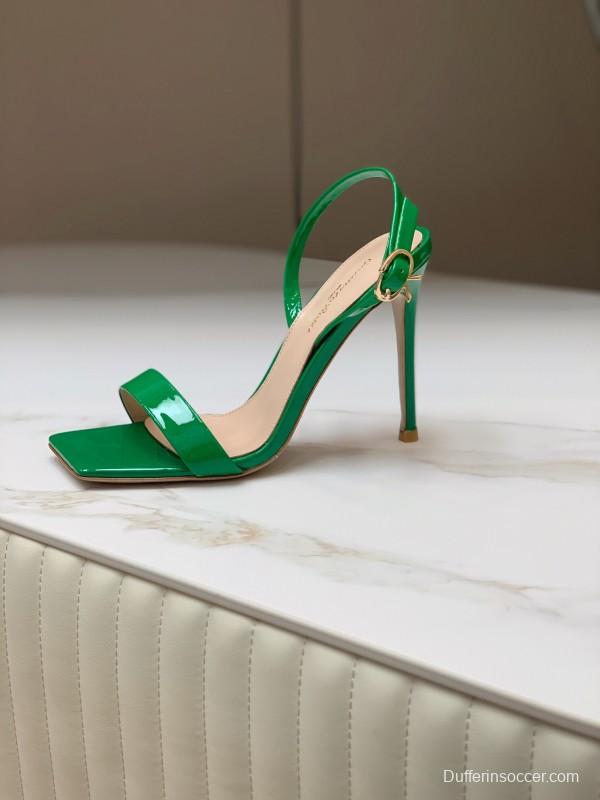 2025 Women Gianvito Rossi Green Patent Leather Sandals