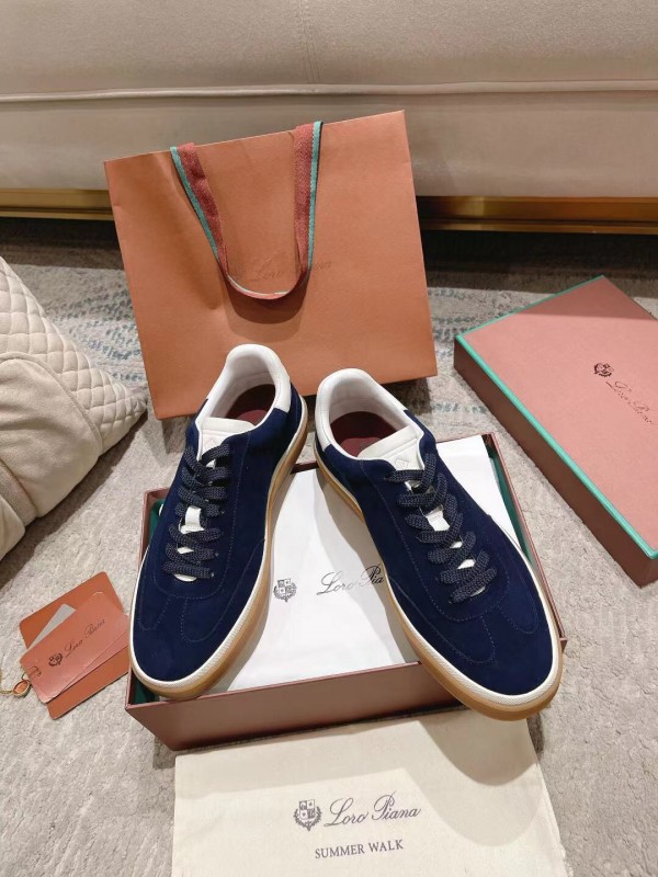2025 Unisex Le Parmentier Navy White Suede Leather Sneakers LY00320(F)/LY00330(M)