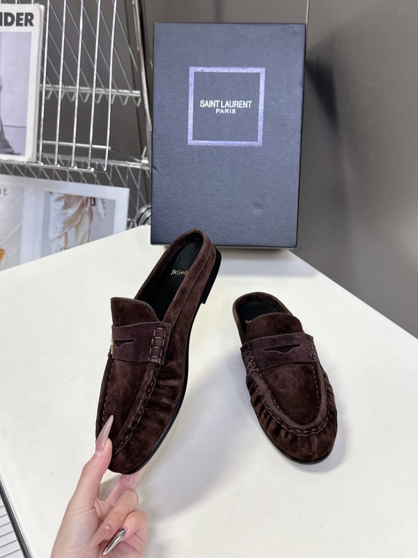 2025 Women Yves Saint Laurent Brown Suede Loafer