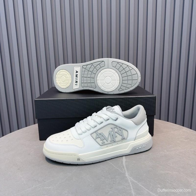 2025 Unisex Amiri White Grey Leather Sneakers MJ00360
