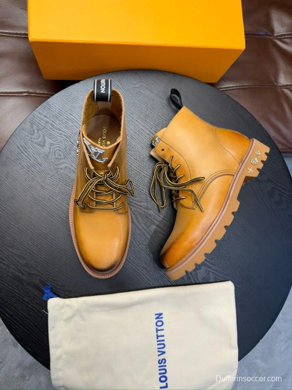 2024 Men Louis Vuitton Brown Leather Boots MJ00440