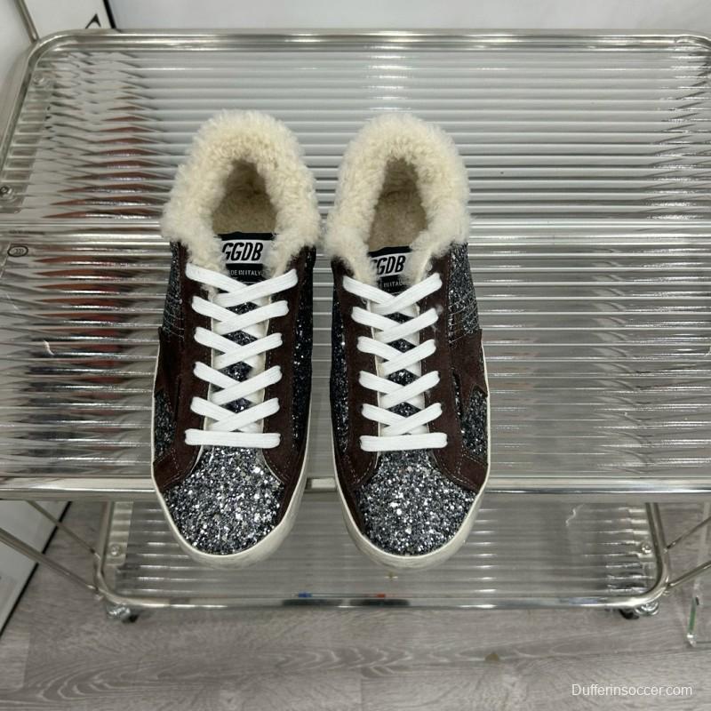 2025 Women GGDB Black Silver Glitter Leather Sneakers MJ00260